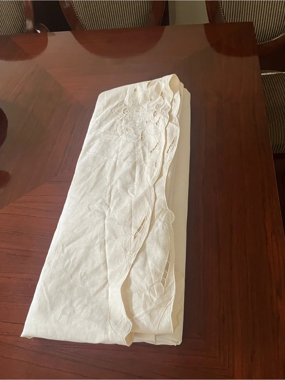 Embroidered Cream Bedskirt/ Firm Price